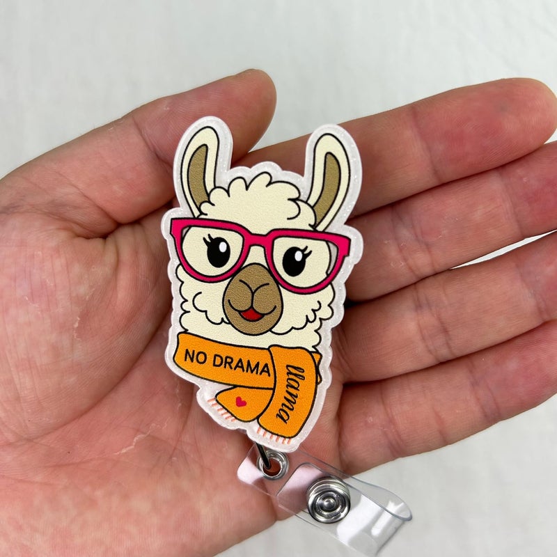 Bydevia Funny Llama Badge Reel Retractable for Nurse Nursing Student RN MA CNA LPN Medical Worker & Teacher, No Drama Llama Badge Reel, Cute Nurses Week Gifts, Personalized ID Badge Holder with Alligator Clip - Image 3